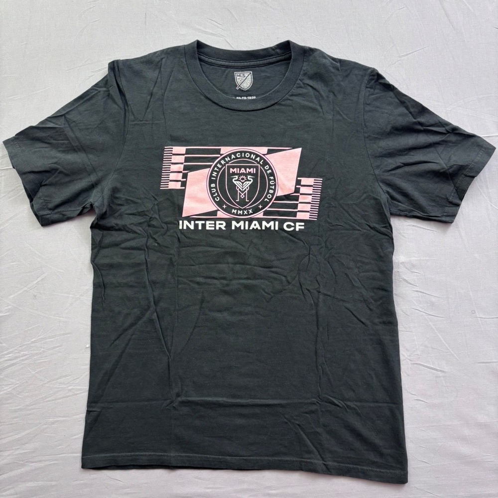 Inter Miami CF MLS Soccer‎ T-Shirt Youth XL 18/20 Black Pink Graphic Tee